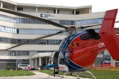 university hospital fakultni nemocnice Brno - buidling and helicopter